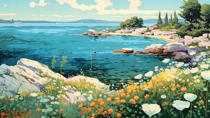 夏天油画抽象风景海景画,插画/手绘图,插画/手绘图库,插画/手绘图下载,插画/手绘